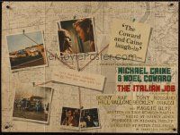 8y611 ITALIAN JOB British quad '69 Michael Caine, Mini-Coopers, Maggie Blye, English crime classic!