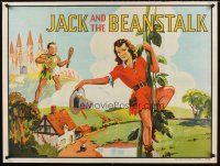 8y612 JACK & THE BEANSTALK stage play British quad '30s stone litho art of female Jack & giant!