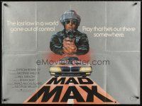 8y631 MAD MAX British quad '80 art of wasteland cop Mel Gibson, George Miller sci-fi classic!
