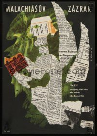 8y217 MIRACLE OF FATHER MALACHIA Czech 11x16 '63 Bernhard Wicki, Reindl art of newspaper clippings