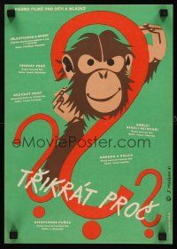 8y234 TRIKRAT PROC Czech 11x16 '61 bizarre art of monkey inside question marks!