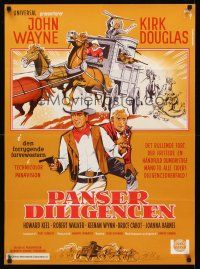8y478 WAR WAGON Danish '67 cowboys John Wayne & Kirk Douglas, different art by Lundvald!