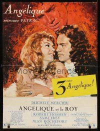 8y241 ANGELIQUE AND THE KING French 23x32 '65 artwork of sexy Michele Mercier, Robert Hossein!