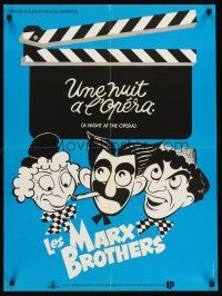 8y264 NIGHT AT THE OPERA French 23x32 R80s wacky art of Groucho Marx, Chico Marx, Harpo Marx!