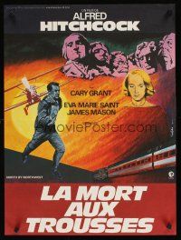 8y266 NORTH BY NORTHWEST French 23x32 R82 Cary Grant, Eva Marie Saint, Alfred Hitchcock classic!