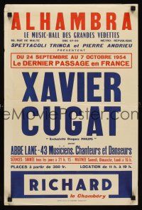 8y294 XAVIER CUGAT 16x24 French music poster '54 cool concert show poster!