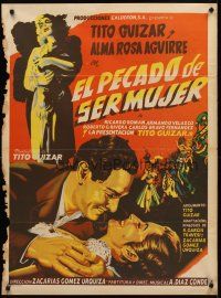 8y361 EL PECADO DE SER MUJER Mexican poster '55 art of Tito Guizar romancing Alma Rosa Aguirre!