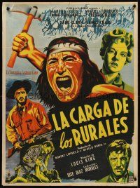 8y385 MASSACRE Mexican poster '56 Dane Clark, Native Americans, completely different art!