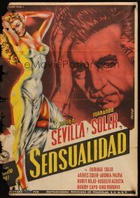 8y401 SENSUALIDAD Mexican poster '51 art of ultra-sexy Ninon Sevilla by Vargas!