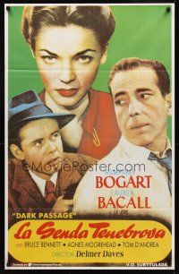 8y111 DARK PASSAGE Spanish R90s great close up of Humphrey Bogart & sexy Lauren Bacall!