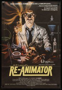 8y128 RE-ANIMATOR Spanish '85 great artwork of mad scientist with severed head & vial!