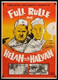 8y045 FURTHER PERILS OF LAUREL & HARDY Swedish 24x33 '67 different artwork & images of Stan & Ollie!