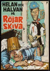 8y053 ROJAR SKIVA Swedish '69 wonderful art of wacky Stan Laurel & Oliver Hardy!