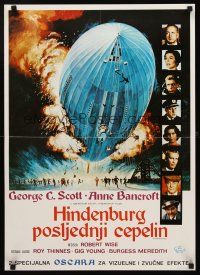 8y502 HINDENBURG Yugoslavian '75 George C. Scott & all-star cast, art of zeppelin crashing down!