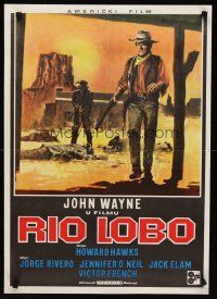 8y524 RIO LOBO Yugoslavian '71 Howard Hawks, cool Franco art of John Wayne, Jack Elam!