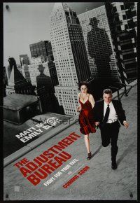 8z036 ADJUSTMENT BUREAU teaser DS 1sh '11 cool image of Matt Damon & sexy Emily Blunt on the run!