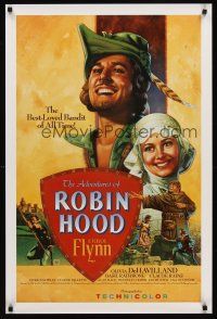 8z038 ADVENTURES OF ROBIN HOOD border style 1sh R89 Errol Flynn as Robin Hood, Olivia De Havilland