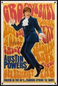 8z062 AUSTIN POWERS: INT'L MAN OF MYSTERY teaser 1sh '97 Mike Myers is frozen in the 60s thawing 97!