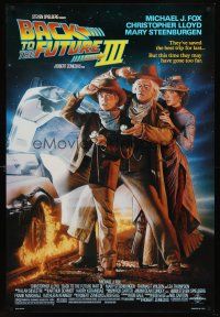 8z072 BACK TO THE FUTURE III DS 1sh '90 Michael J. Fox, Chris Lloyd, Zemeckis, Drew Struzan art!