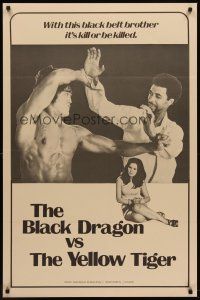8z105 BLACK DRAGON VS. THE YELLOW TIGER 1sh '75 cool art from martial arts blaxploitation thriller!