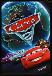 8z145 CARS 2 advance DS 1sh '11 Walt Disney animated automobile racing sequel, cool image of Earth!