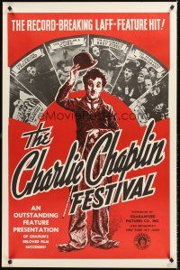 8z154 CHARLIE CHAPLIN FESTIVAL 1sh R1960s a record-breaking laff-feature hit, great images!
