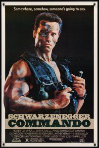 8z171 COMMANDO 1sh '85 Arnold Schwarzenegger is going to make someone pay!