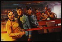 8z690 STAR TREK CREW TV commercial poster '91 art of classic sci-fi cast on bridge!