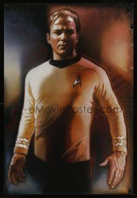 8z693 STAR TREK CREW TV commercial poster '91 Drew art of William Shatner as Captain Kirk!