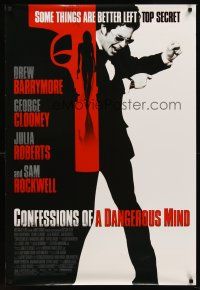 8z174 CONFESSIONS OF A DANGEROUS MIND DS 1sh '02 cool art of Sam Rockwell as Chuck Barris!