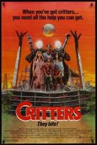 8z184 CRITTERS 1sh '86 great completely different art of cast & monsters by Ken Barr!