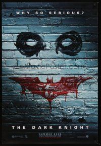 8z200 DARK KNIGHT teaser DS 1sh '08 why so serious? cool graffiti image of the Joker's face!