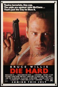 8z230 DIE HARD advance 1sh '88 Bruce Willis vs twelve terrorists, action classic!