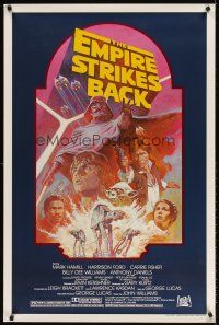 8z257 EMPIRE STRIKES BACK 1sh R82 George Lucas sci-fi classic, cool artwork by Tom Jung!