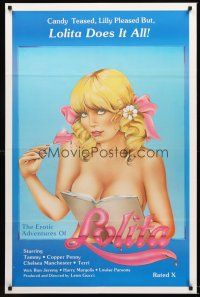 8z262 EROTIC ADVENTURES OF LOLITA 1sh '82 x-rated sexploitation, Ron Jeremy, great super-sexy art!