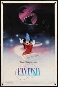 8z275 FANTASIA DS 1sh R90 great image of magical Mickey Mouse, Disney musical cartoon classic!