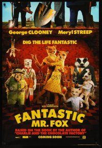 8z278 FANTASTIC MR. FOX teaser DS 1sh '09 Wes Anderson stop-motion, George Clooney, Meryl Streep!