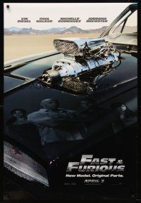 8z282 FAST & FURIOUS teaser DS 1sh '09 Vin Diesel, Paul Walker, blown R/T Charger!