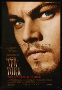 8z313 GANGS OF NEW YORK advance DS 1sh '02 Martin Scorsese, close-up of Leonardo DiCaprio!