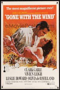 8z329 GONE WITH THE WIND 1sh R80 Clark Gable, Vivien Leigh, Leslie Howard, all-time classic!