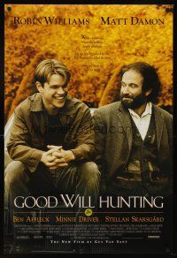 8z334 GOOD WILL HUNTING DS 1sh '97 great image of smiling Matt Damon & Robin Williams!