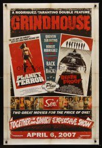 8z345 GRINDHOUSE advance DS 1sh '07 Rodriguez & Tarantino, Planet Terror & Death Proof!