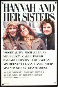 8z353 HANNAH & HER SISTERS 1sh '86 Allen directed, Mia Farrow, Dianne Weist & Barbara Hershey!