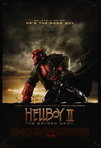 8z361 HELLBOY II: THE GOLDEN ARMY advance DS 1sh '08 Ron Perlman is the good guy, cool image!