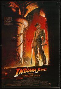 8z398 INDIANA JONES & THE TEMPLE OF DOOM 1sh '84 full-length art of Harrison Ford by Bruce Wolfe!