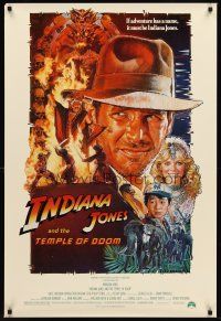 8z399 INDIANA JONES & THE TEMPLE OF DOOM 1sh '84 art of Harrison Ford & cast by Drew Struzan!