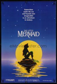 8z463 LITTLE MERMAID teaser DS 1sh '89 different art of Ariel, Disney underwater cartoon!