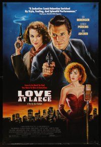 8z477 LOVE AT LARGE 1sh '90 film noir artwork of Tom Berenger, Elizabeth Perkins, Anne Archer!