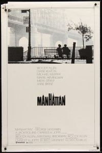 8z489 MANHATTAN style B 1sh R80s Woody Allen & Diane Keaton in New York City by bridge!