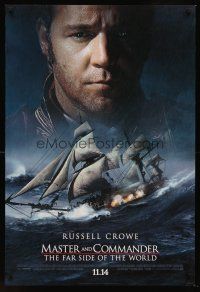 8z498 MASTER & COMMANDER style A int'l advance DS 1sh '03 huge close-up of Russell Crowe!
